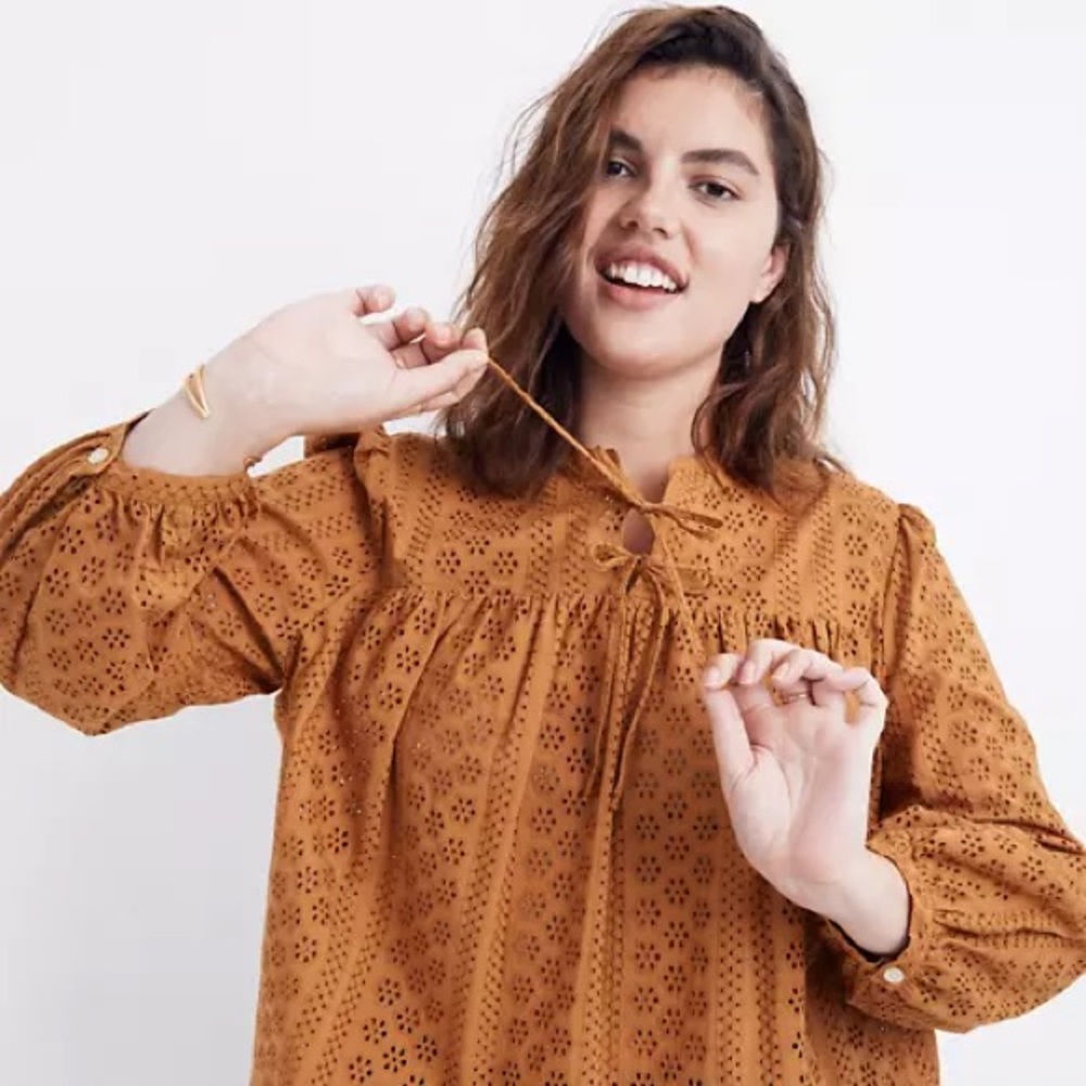 Madewell peasant blouse sz XS. Burnt orange